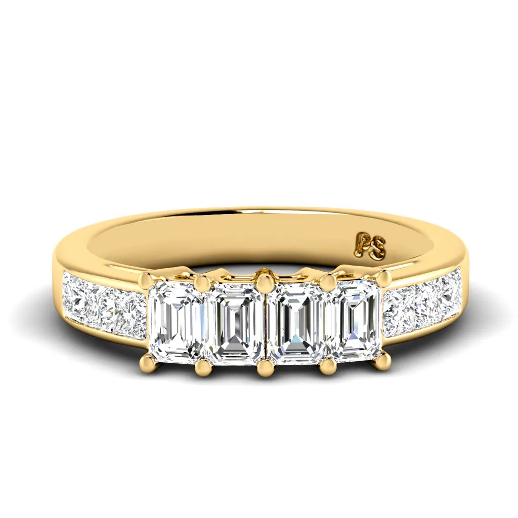 1.10 CT Princess & Emerald Cut Diamonds - Wedding Band