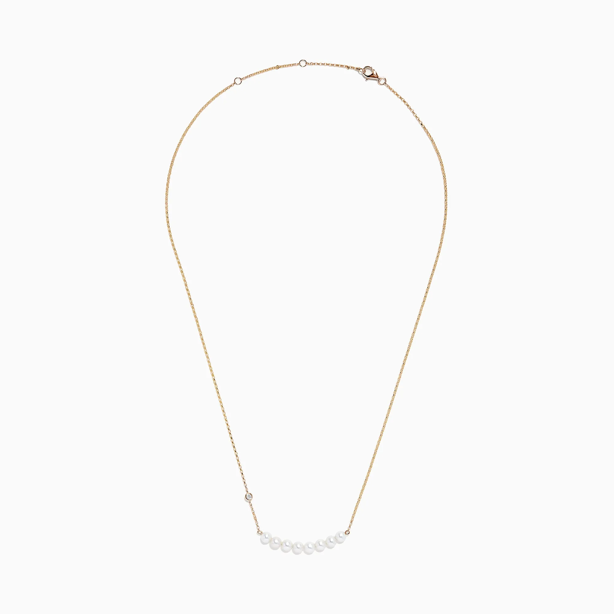 14K Gold Cultured Fresh Water Pearl and Diamond Necklace, 0.04 TCW