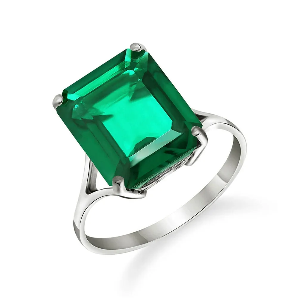 4.50 Carats 14K Solid White Gold Brilliant Emerald Cut Emerald Solitaire Ring with Genuine Vibrant Emerald Octagon Shape Anniversary Engagement Promise Her Him Unisex