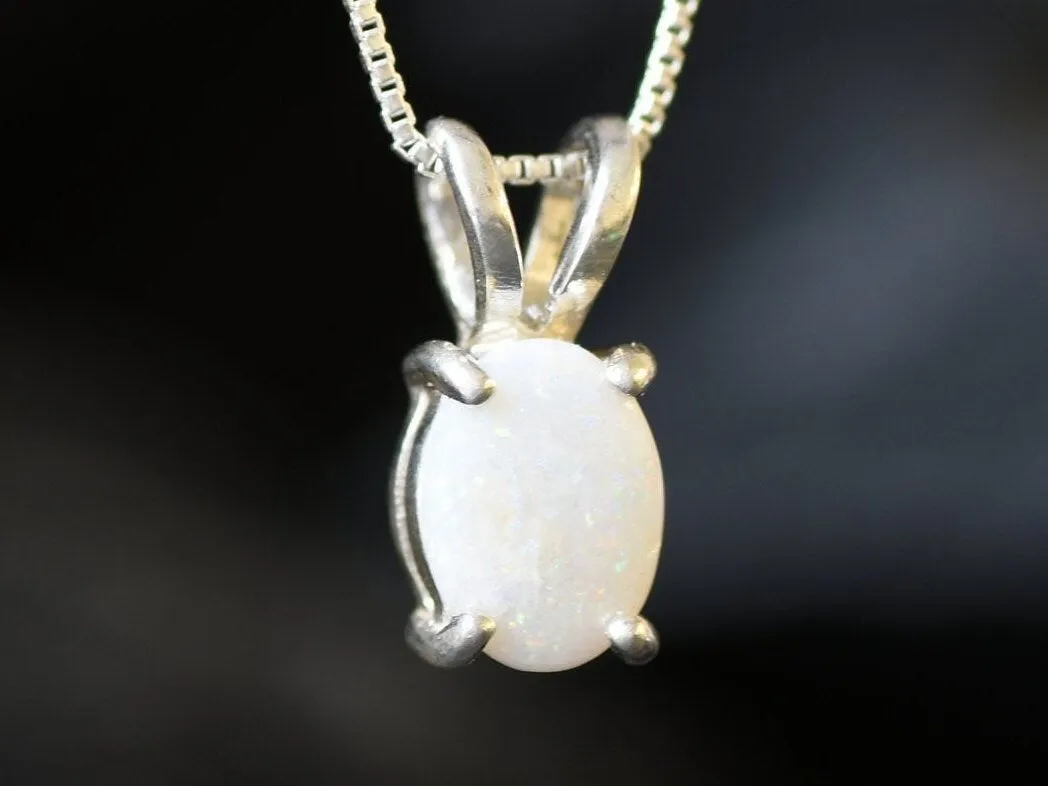 Australian Opal Pendant - Natural Opal Necklace - October Birthstone Necklace