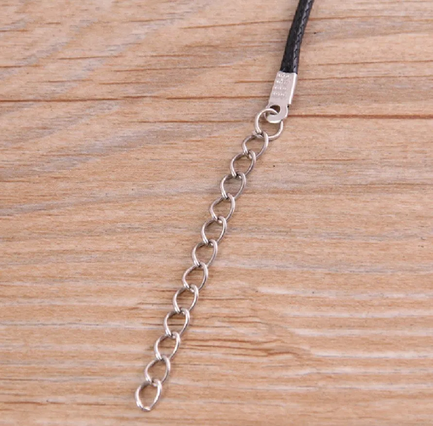 Black Leather Cord Necklace with Silver Lobster Clasp 1.5 mm 1.8 mm 17 " 20"  - Necklace for Pendant Choker Steel Clasp Plain Necklace Chain