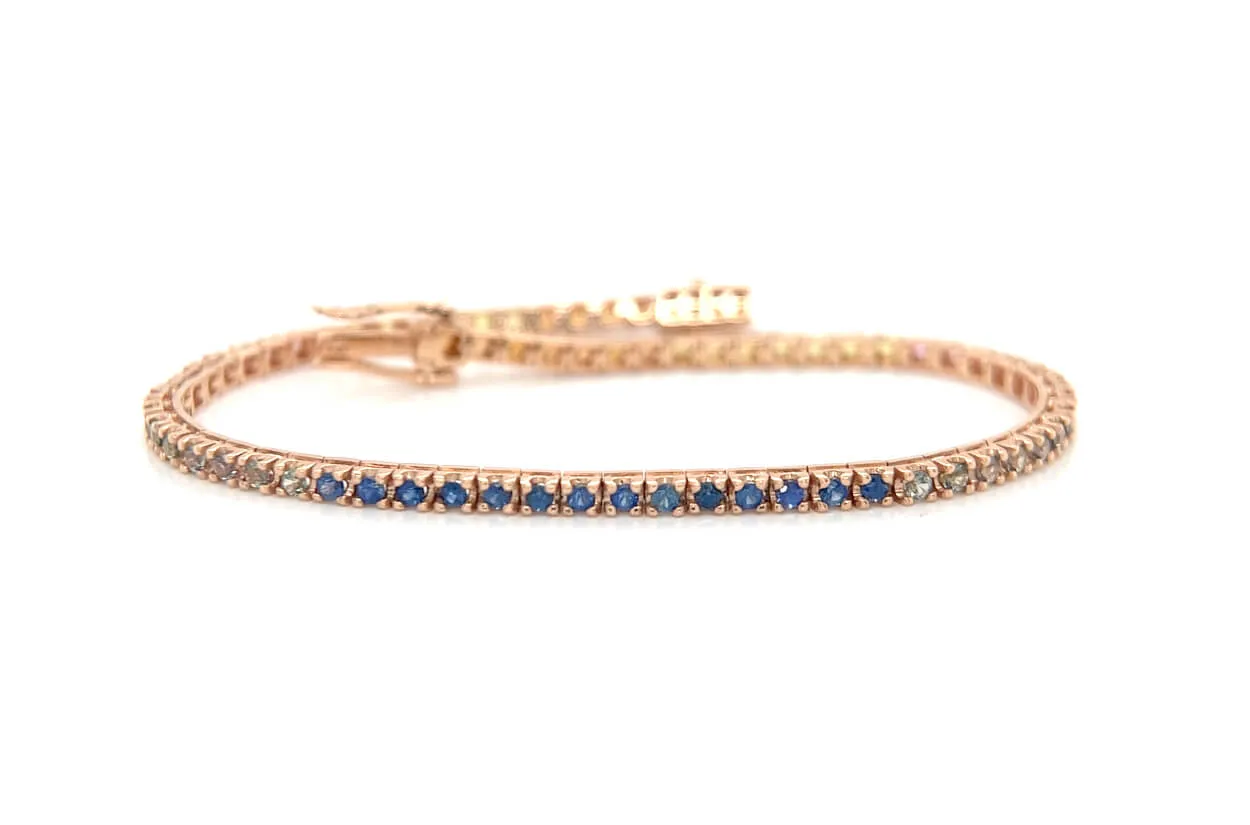 Bracelet 18kt Gold 56 Multicolor Sapphires 1.87 cts Tennis