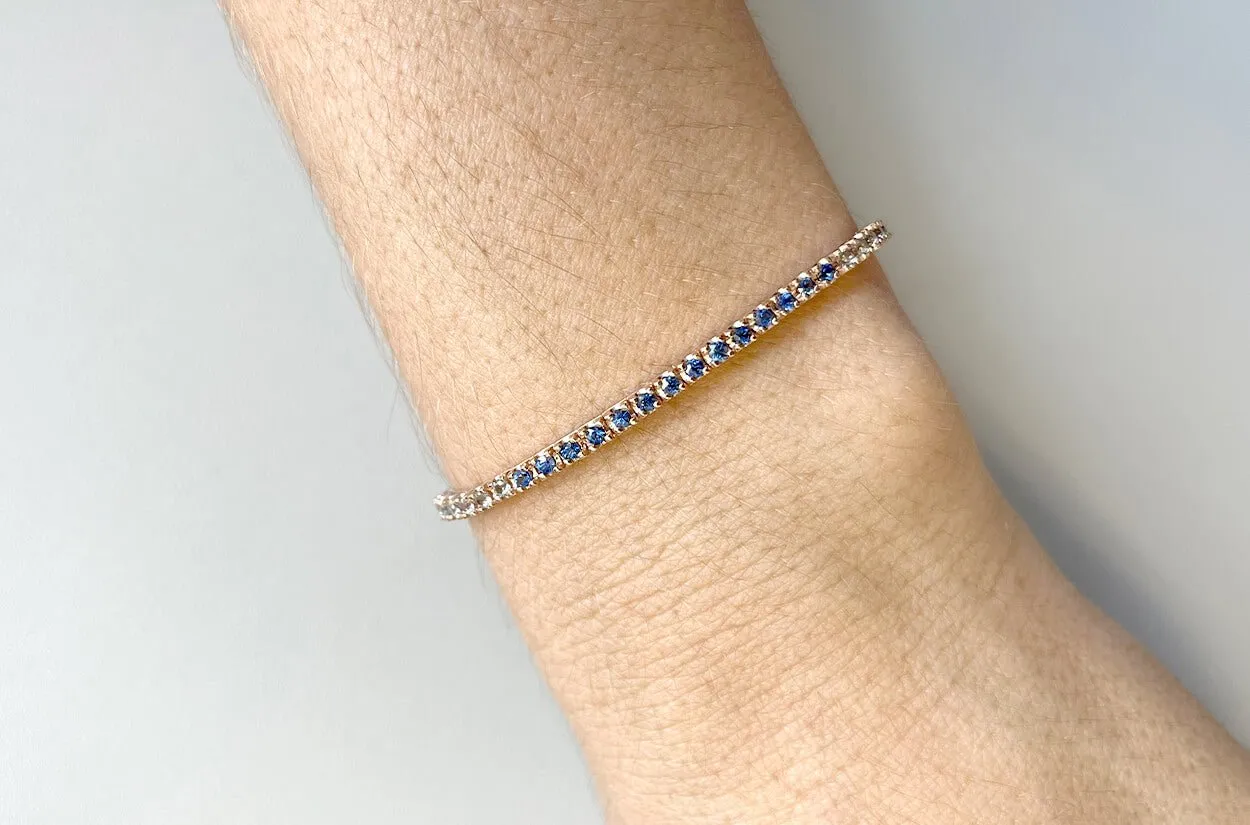 Bracelet 18kt Gold 56 Multicolor Sapphires 1.87 cts Tennis