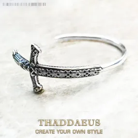 Bracelet Bangle Royal Ornamentation Sword Europe  Brand New 925 Sterling Silver Fine Jewelry Vintage Gift For Women Men