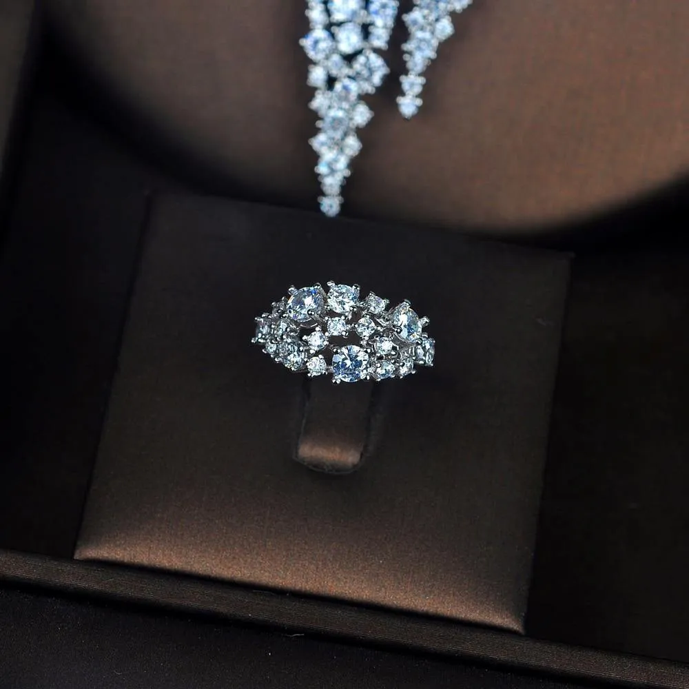Brilliant Luxury Design AAAA  Quality Cubic Zircon Diamonds 4 piece Bridal Wedding Jewelry Set