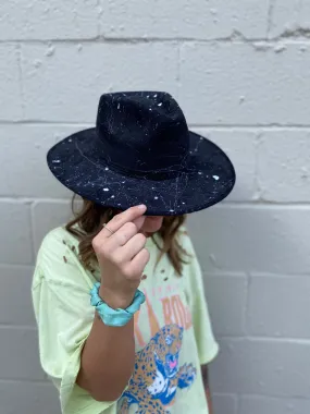 Classic Black Hat with white Splatter