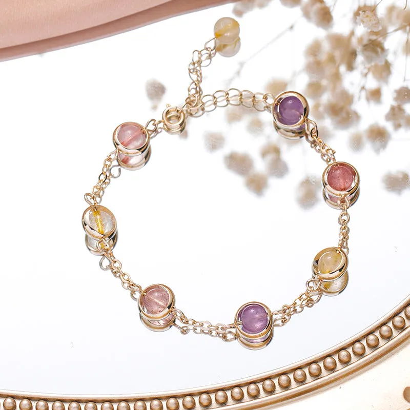 Colorful Rainbow Crystal Bracelet with Sterling Silver Details