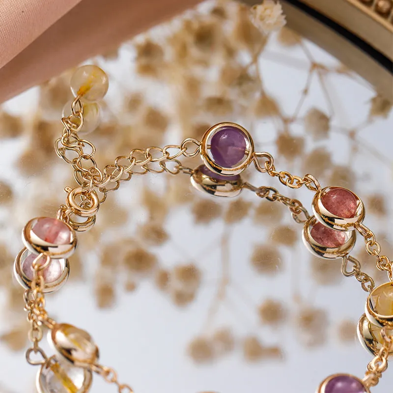 Colorful Rainbow Crystal Bracelet with Sterling Silver Details