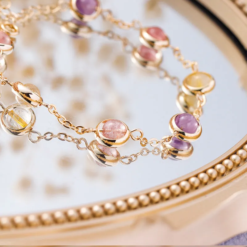 Colorful Rainbow Crystal Bracelet with Sterling Silver Details