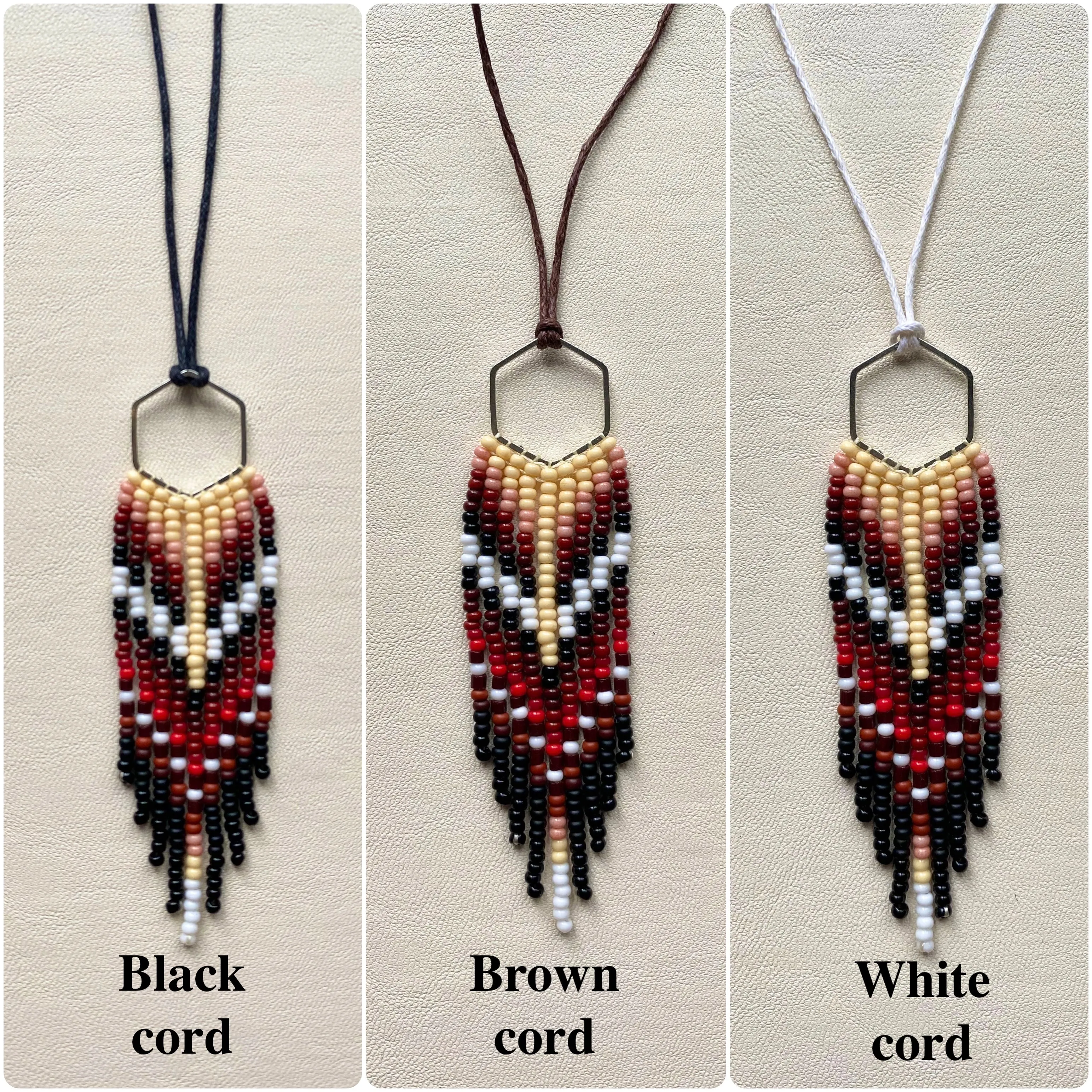 Colorful Seed Bead Feather Choker Necklace, Fringe Indigenous Necklace Native inspired, Boho necklace, Hippie necklace, Red Brown Beige Black necklace, Western necklace, Ethnic necklace, Bohemian Necklace