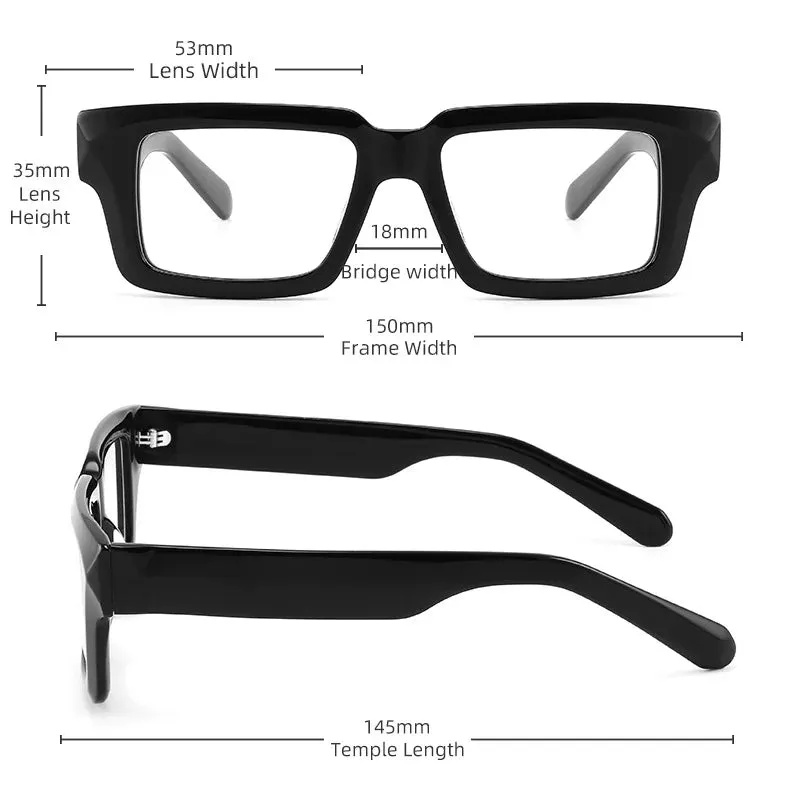 Cubojue Mens Full Rim Square Plastic Reading Glasses Gl6609