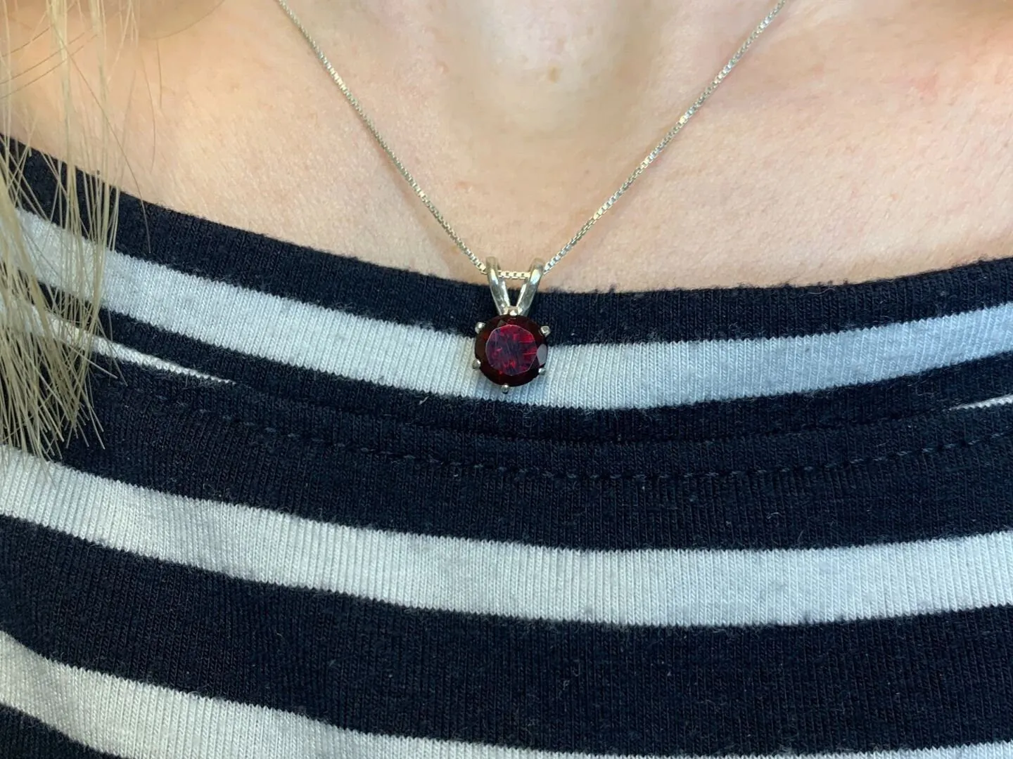 Dainty Garnet Pendant, January Birthstone Necklace, Round Red Garnet Pendant