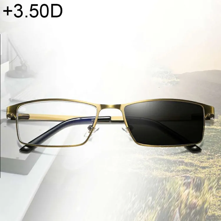 Dual-purpose Photochromic Presbyopic Glasses,  3.50D(Gold)