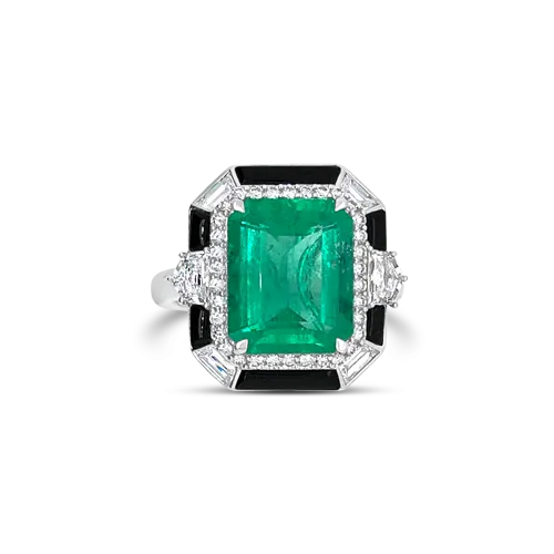 Emerald, Diamond & Onyx Ring