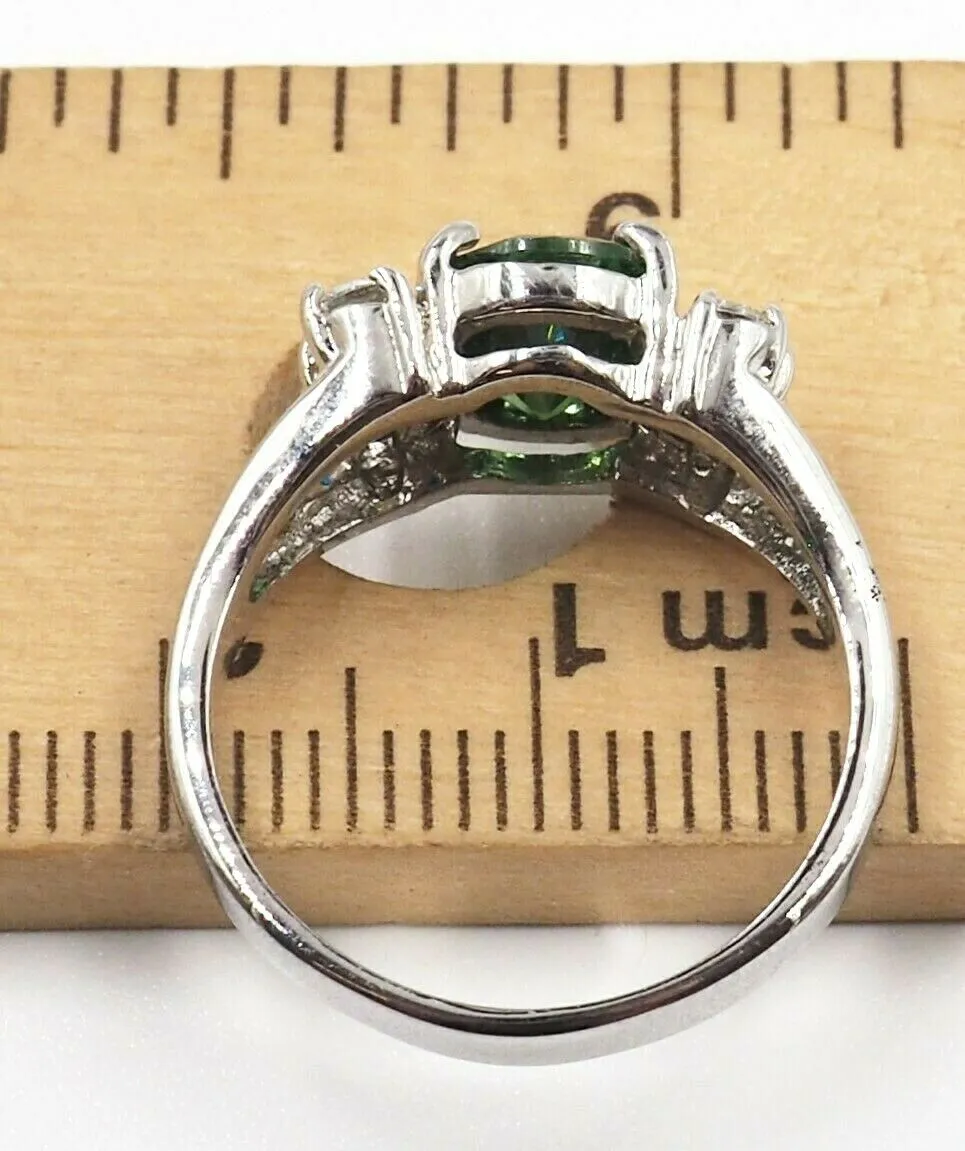 Emerald Green Cubic Zirconia 925 Sterling Silver Ring