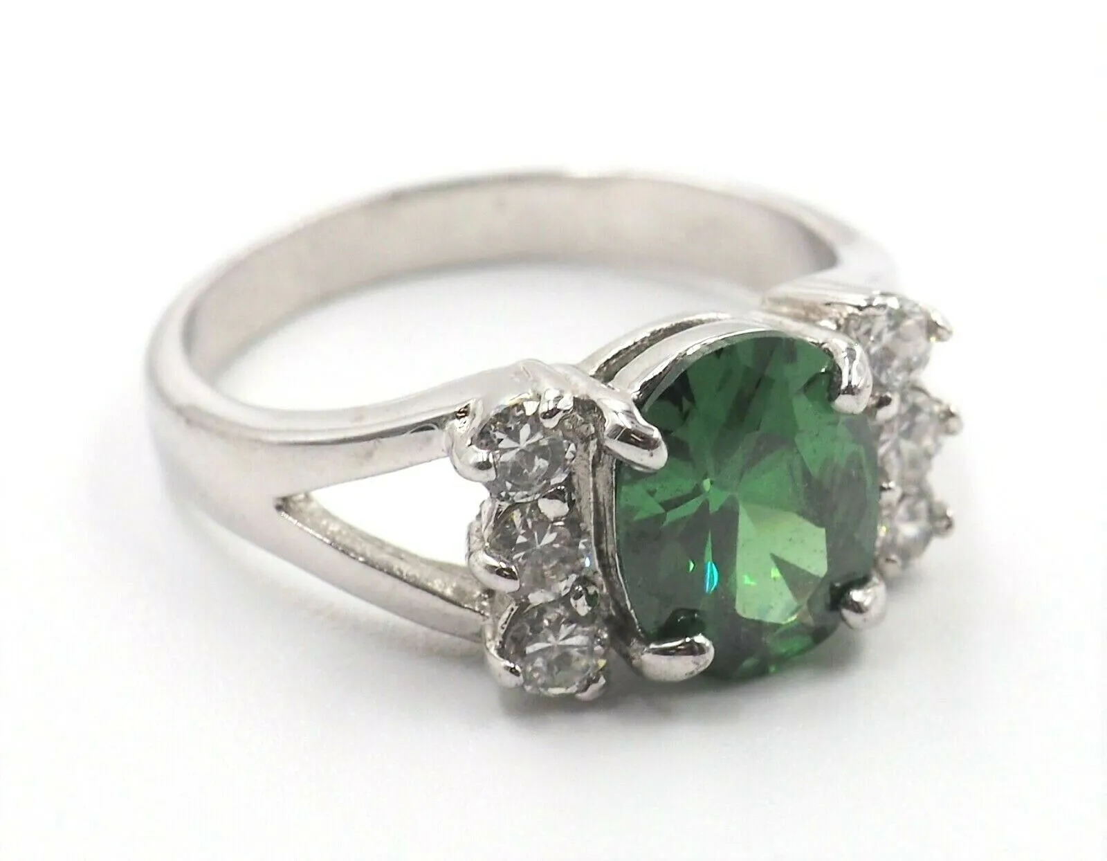 Emerald Green Cubic Zirconia 925 Sterling Silver Ring