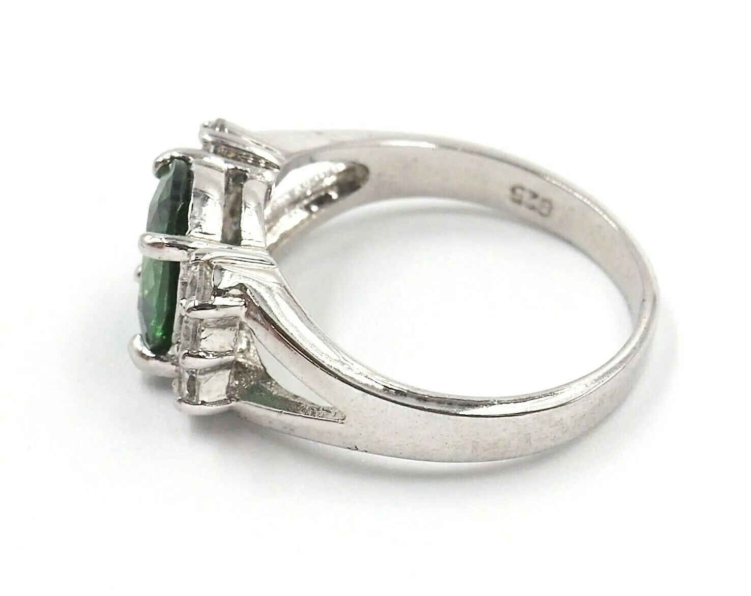 Emerald Green Cubic Zirconia 925 Sterling Silver Ring
