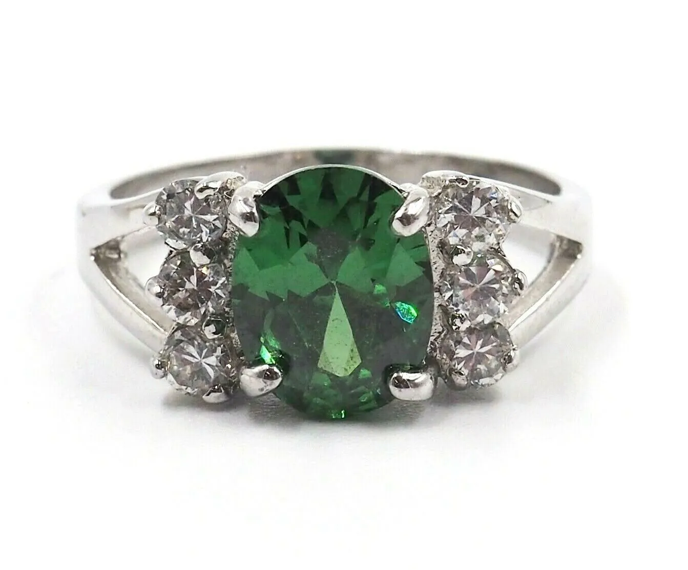 Emerald Green Cubic Zirconia 925 Sterling Silver Ring