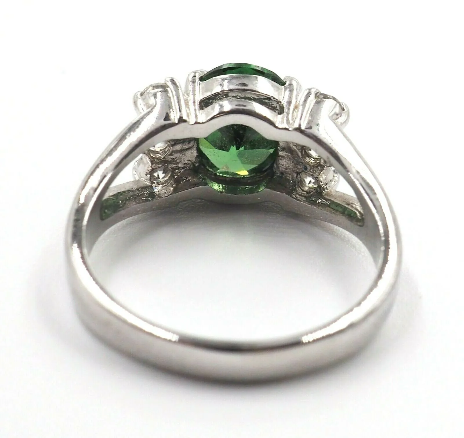 Emerald Green Cubic Zirconia 925 Sterling Silver Ring