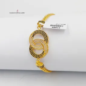 Enameled & Zircon Studded Rounded Bracelet