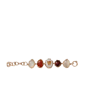 Fire Opal And Rainbow Moonstone Bracelet