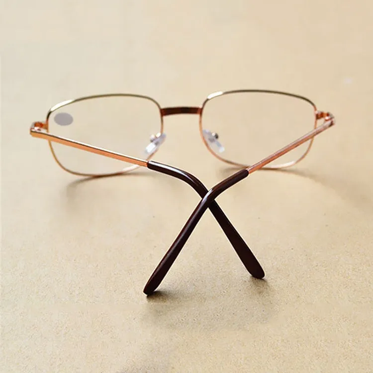 Full Metal Frame Resin Lenses Presbyopic Glasses Reading Glasses  2.50D(Gold)