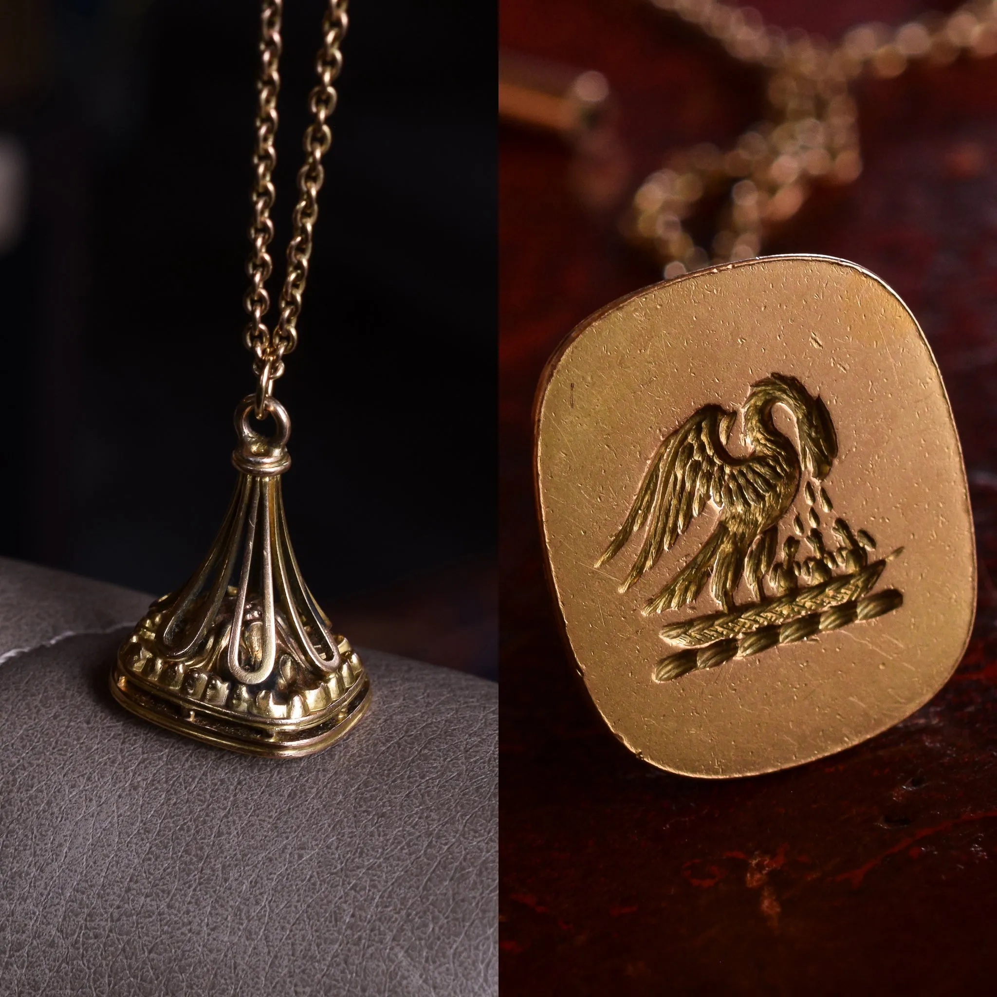 Georgian 15k Gold Falcon Intaglio Seal Fob