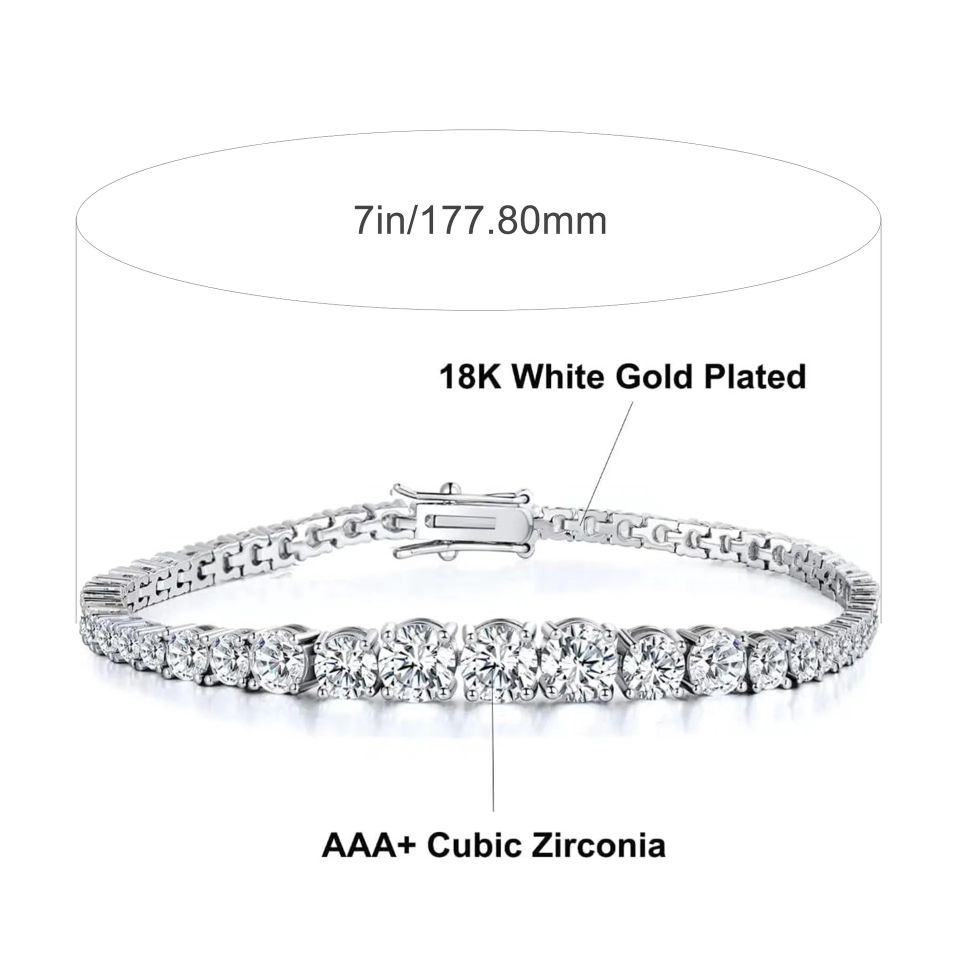 Gradient Size Tennis Zircon Bracelet