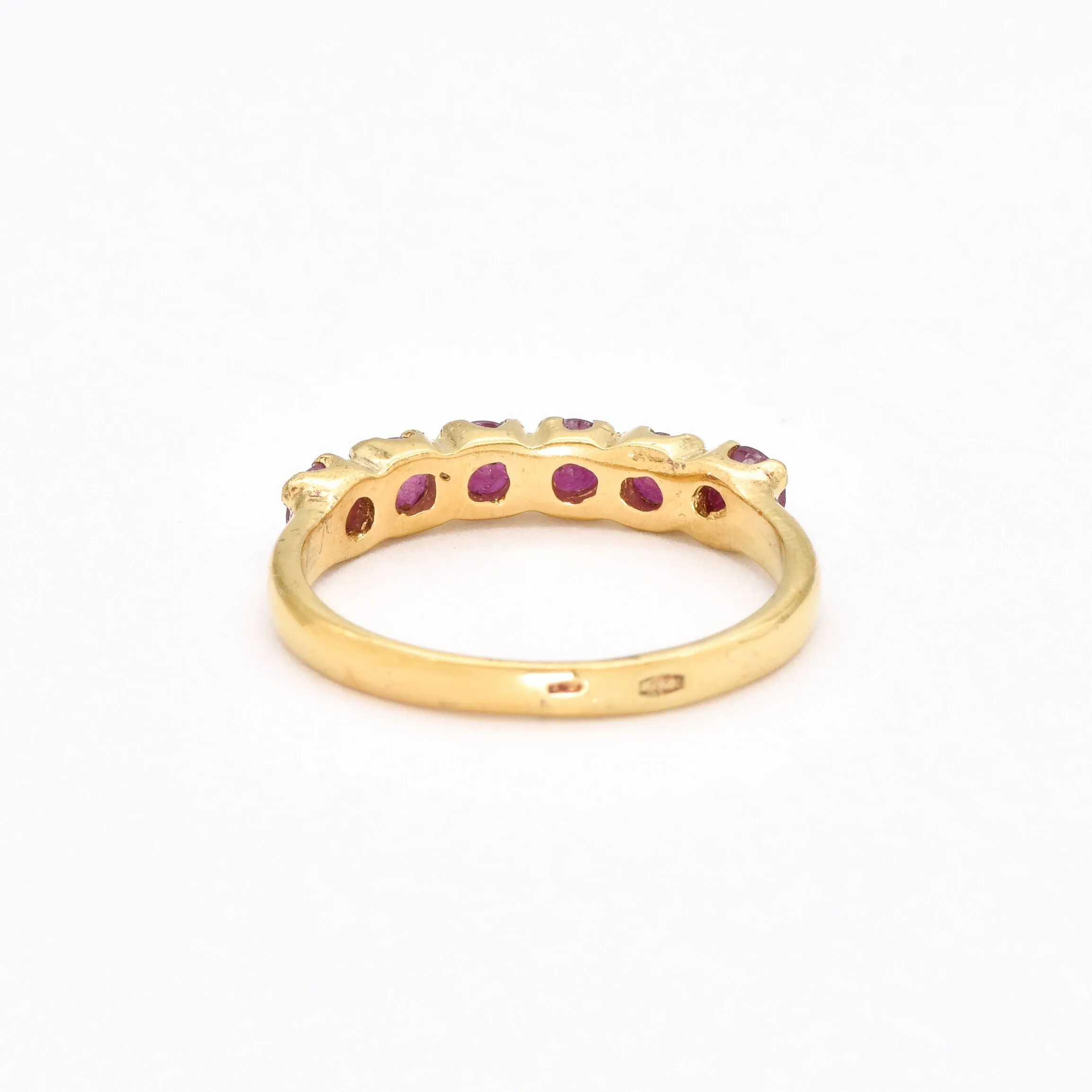 Half Eternity Ruby Ring - Natural Ruby Ring, Gold Ruby Ring