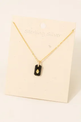Hamsa Hand Delicate Gold Necklace with Black Onyx Stone