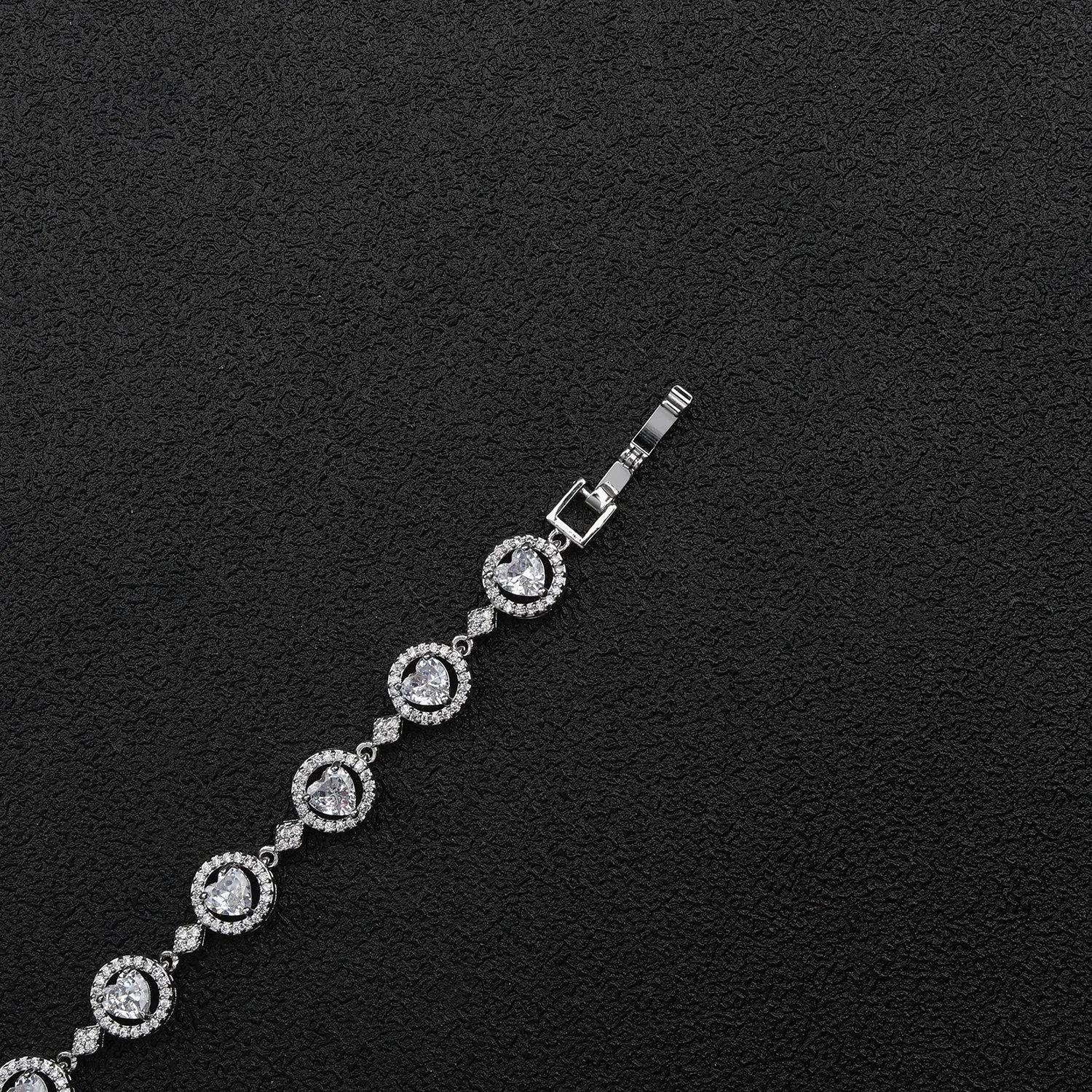 Heart 5A Cubic Zirconia Silver Bracelet Chains for Women CK10144