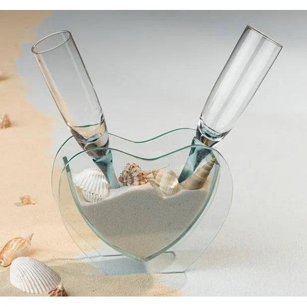 Heart Vase with Toasting Glasses