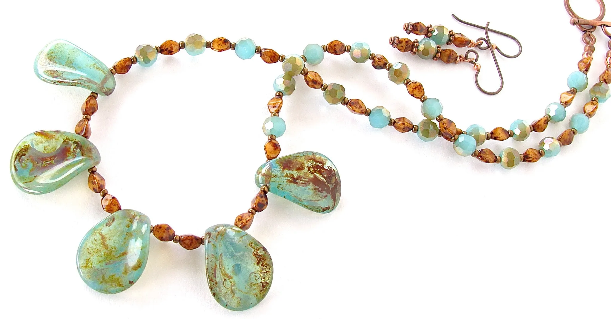 Hosta: Aqua and Earth Tone Jewelry