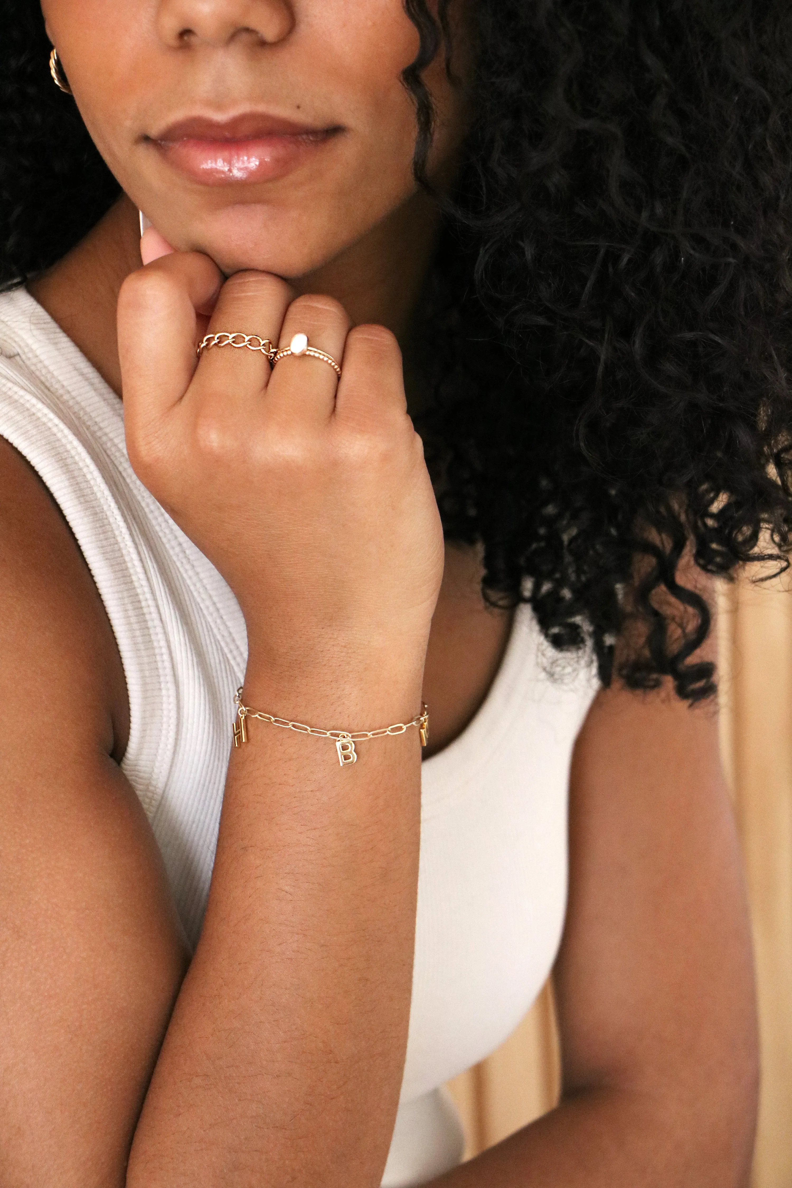letter charm bracelet {silver   gold}