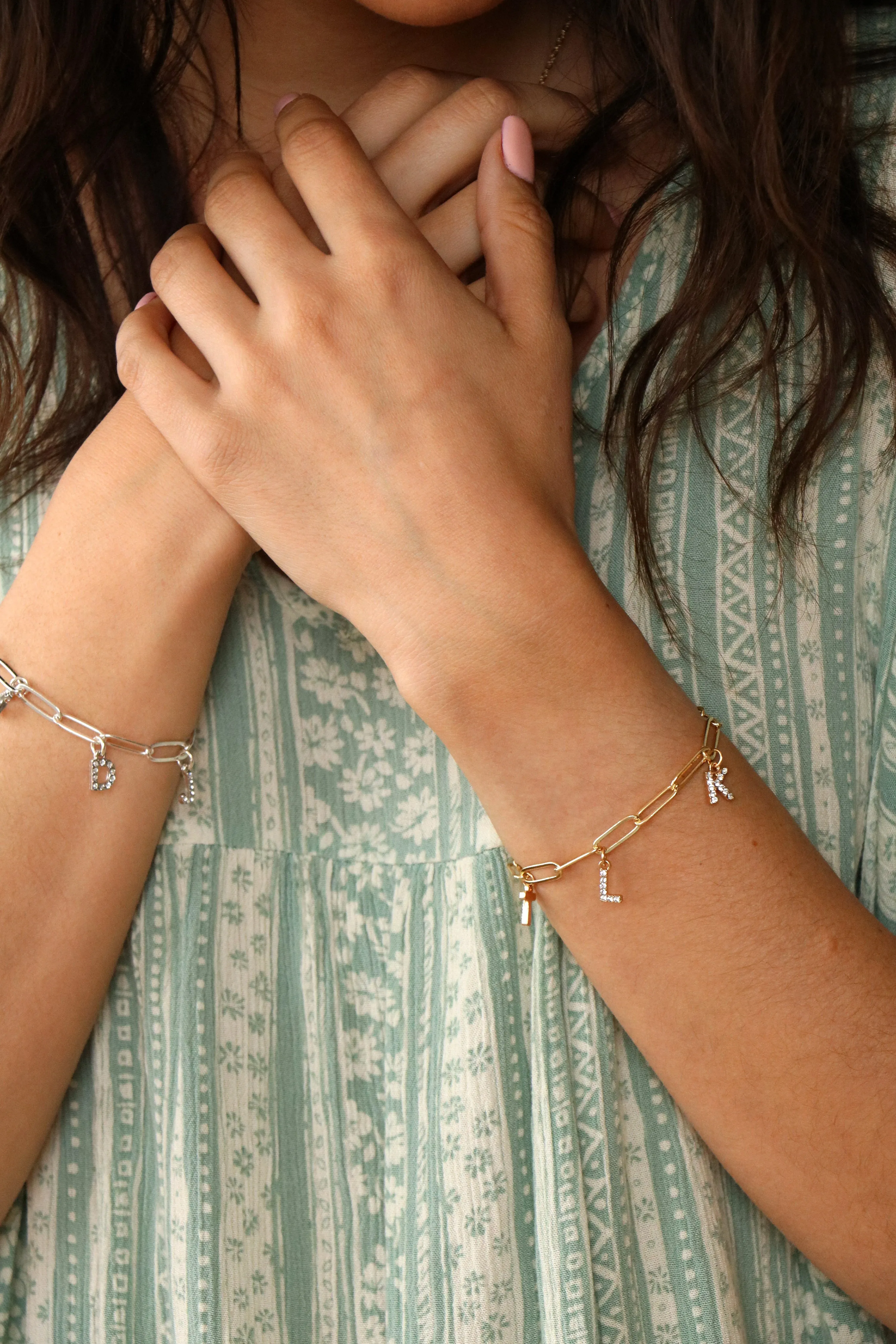 letter charm bracelet {silver   gold}