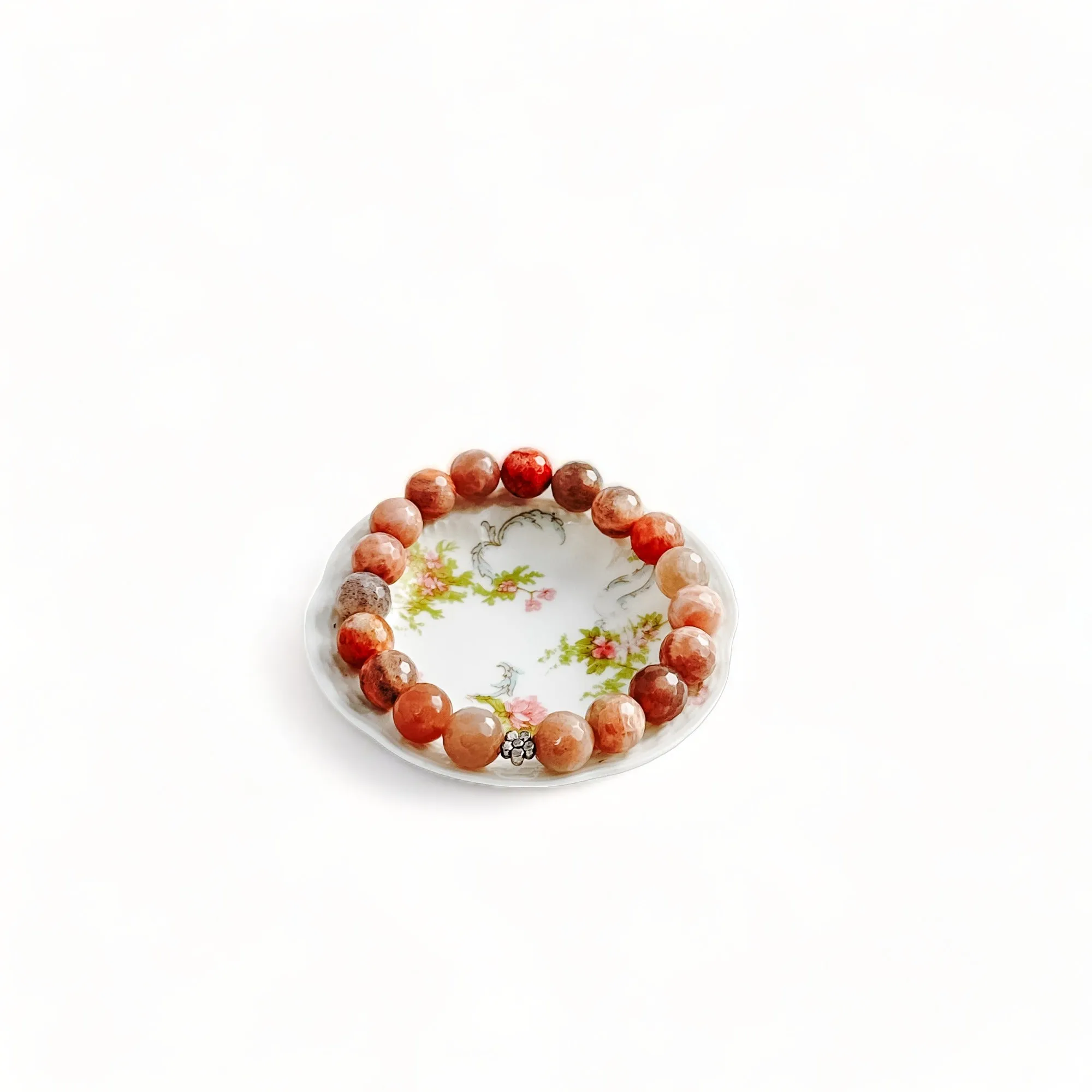 Peach moonstone beaded stretch bracelet