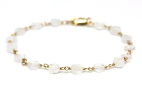 Rainbow Moonstone Bracelet in Wire Wrapped Gold