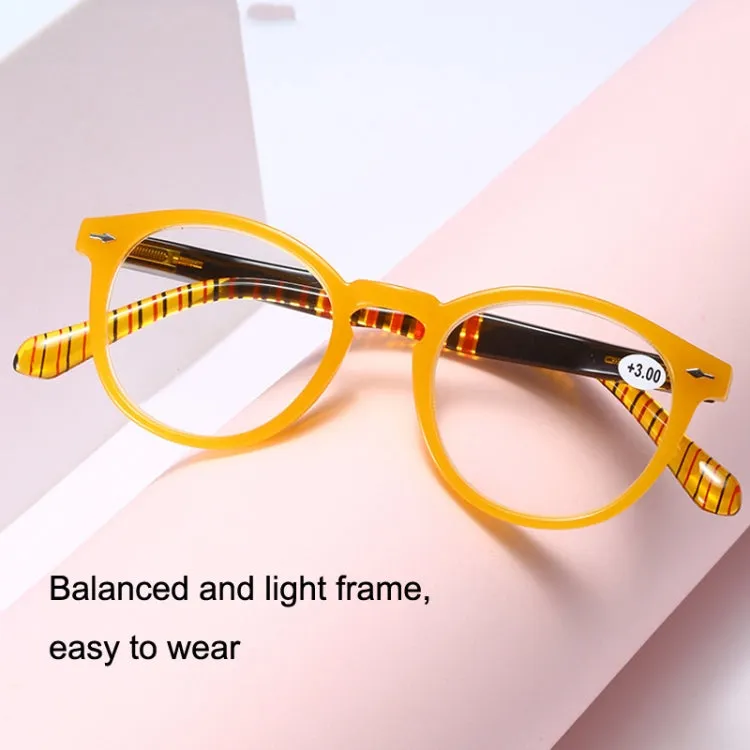Retro Flexible Durable Portability HD Presbyopic Glasses  400(Yellow)