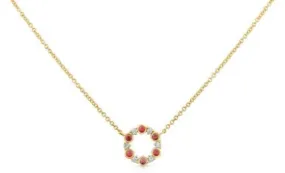 Roman Jules - 14Y Rd Bezel Set Ruby and Diamond Necklace