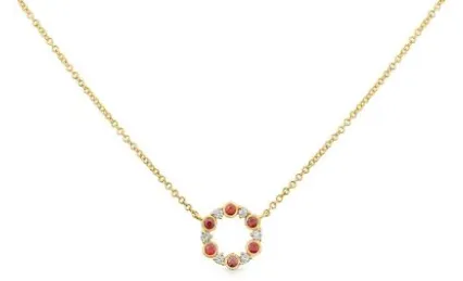 Roman Jules - 14Y Rd Bezel Set Ruby and Diamond Necklace