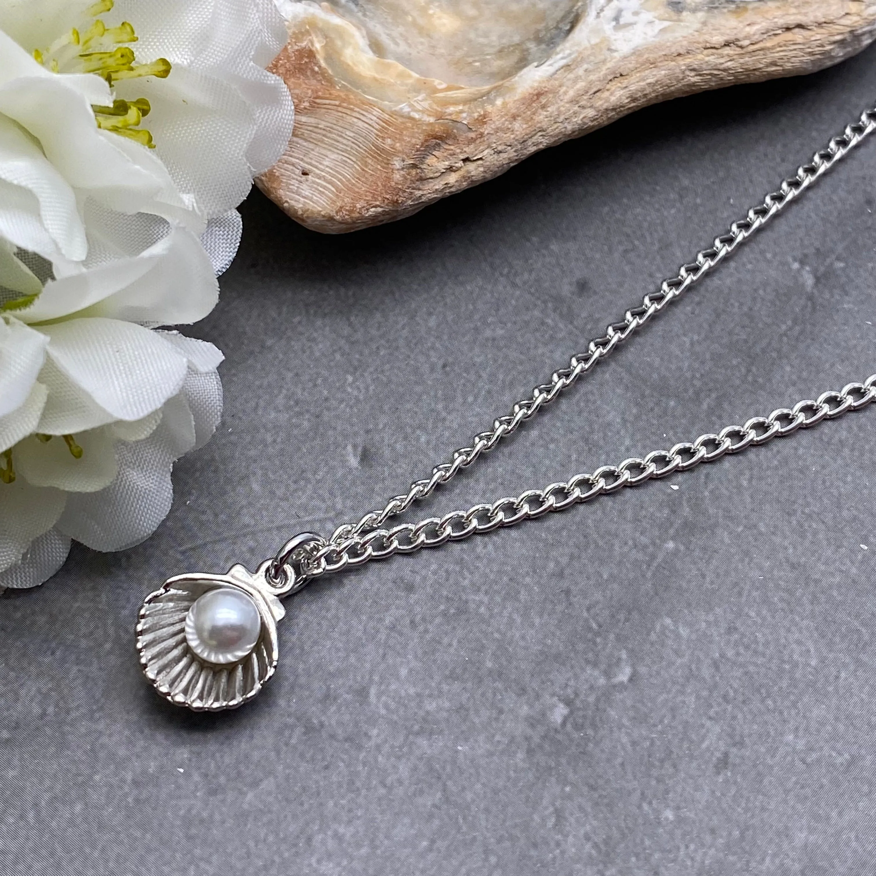 Shell Charm Silver Plated Pendant Necklace