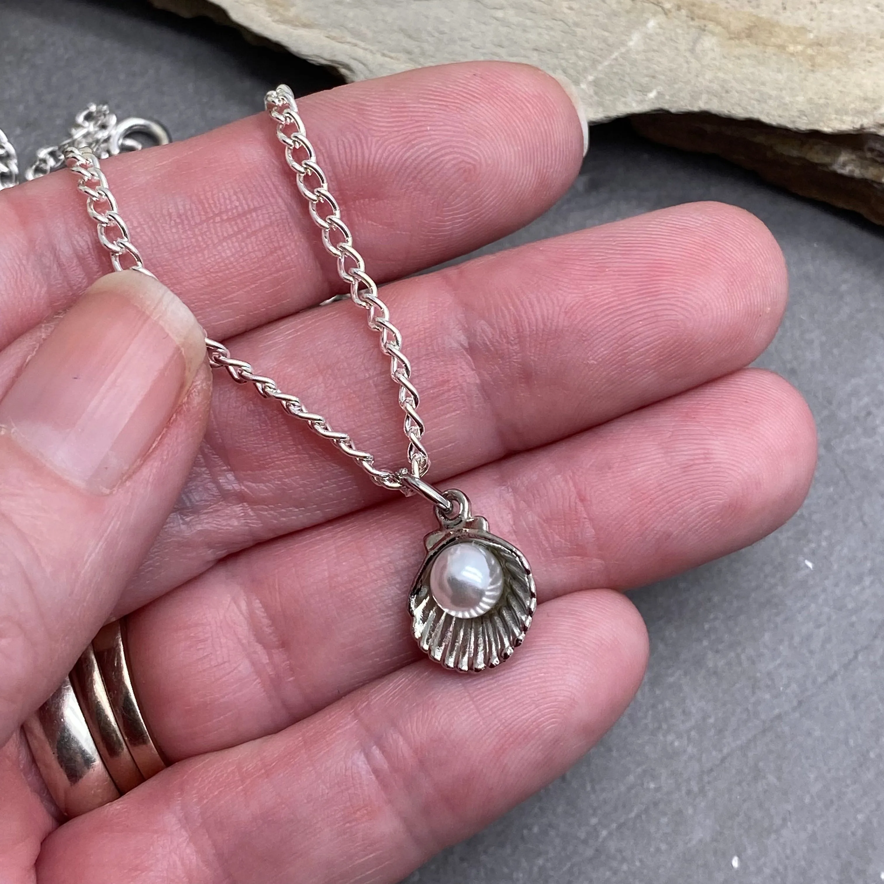 Shell Charm Silver Plated Pendant Necklace