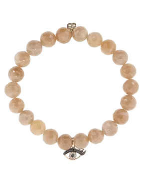 Small Pave Eyelash Evil Eye Charm Bracelet