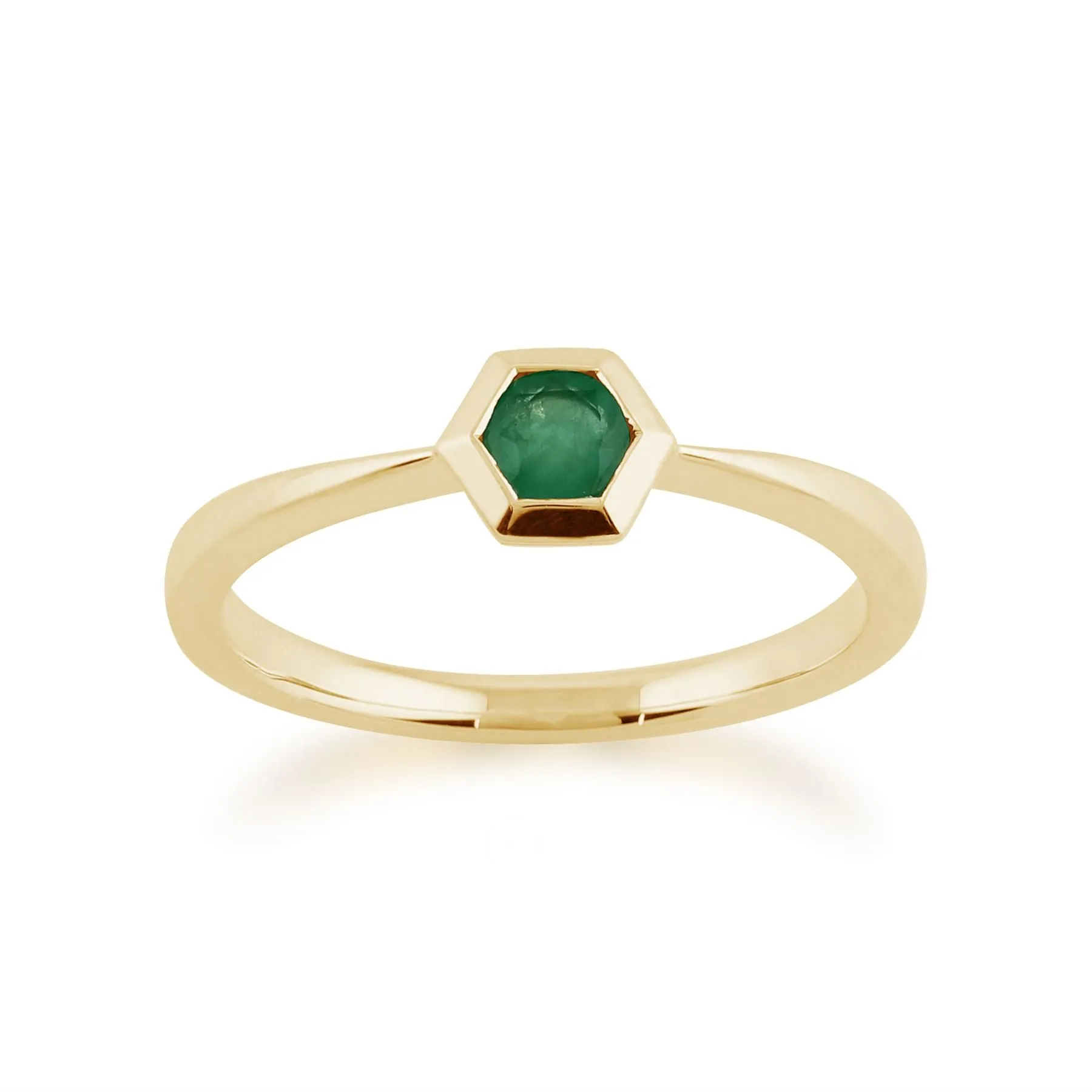 Smaragd Ring, 9ct Gelb Gold 0,23CT Smaragd Sechseck Ring