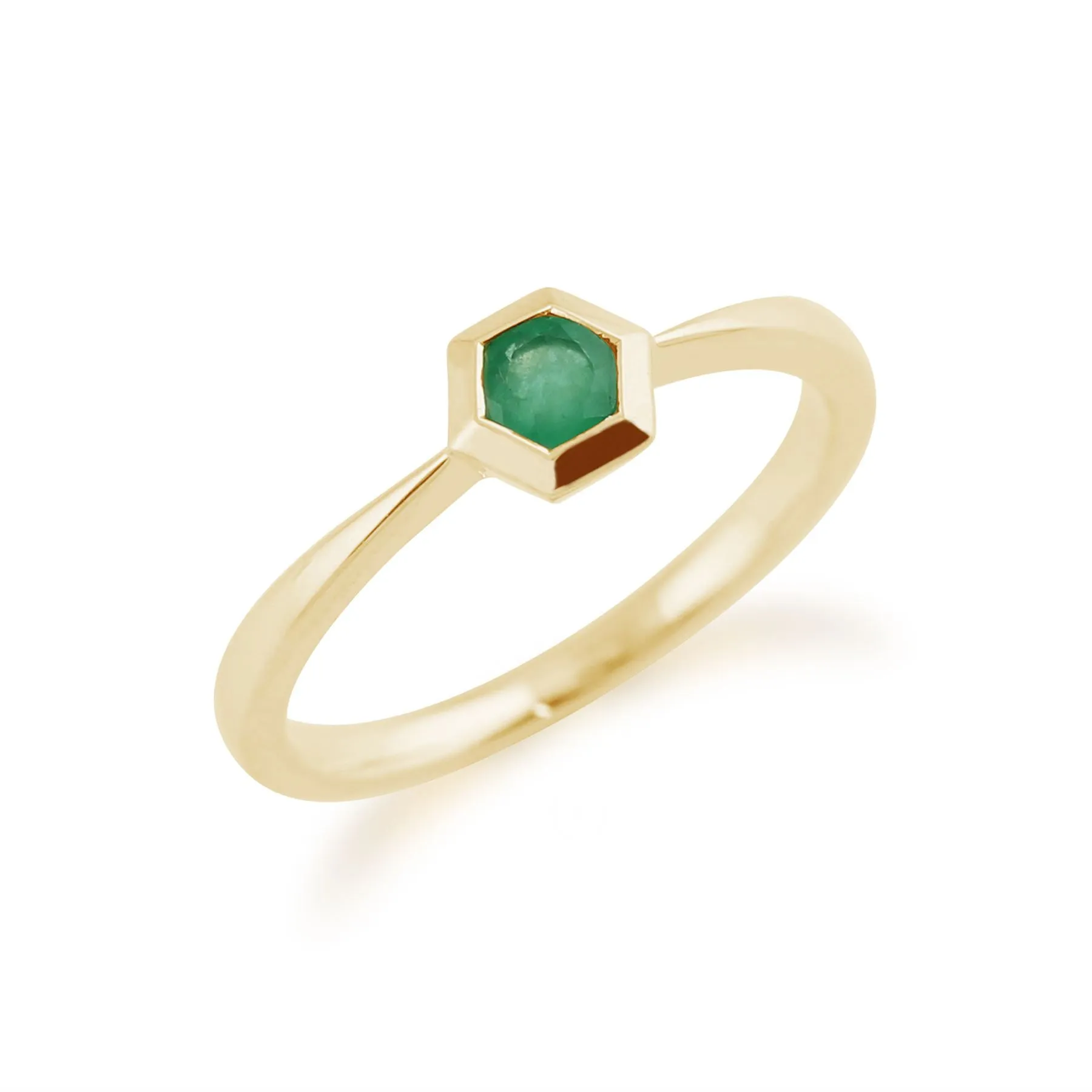 Smaragd Ring, 9ct Gelb Gold 0,23CT Smaragd Sechseck Ring