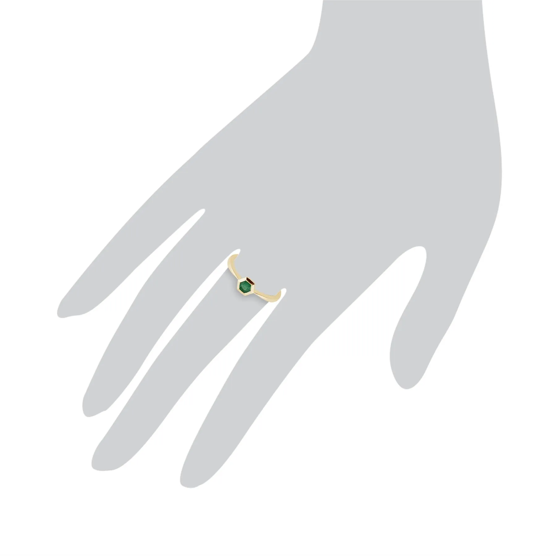 Smaragd Ring, 9ct Gelb Gold 0,23CT Smaragd Sechseck Ring