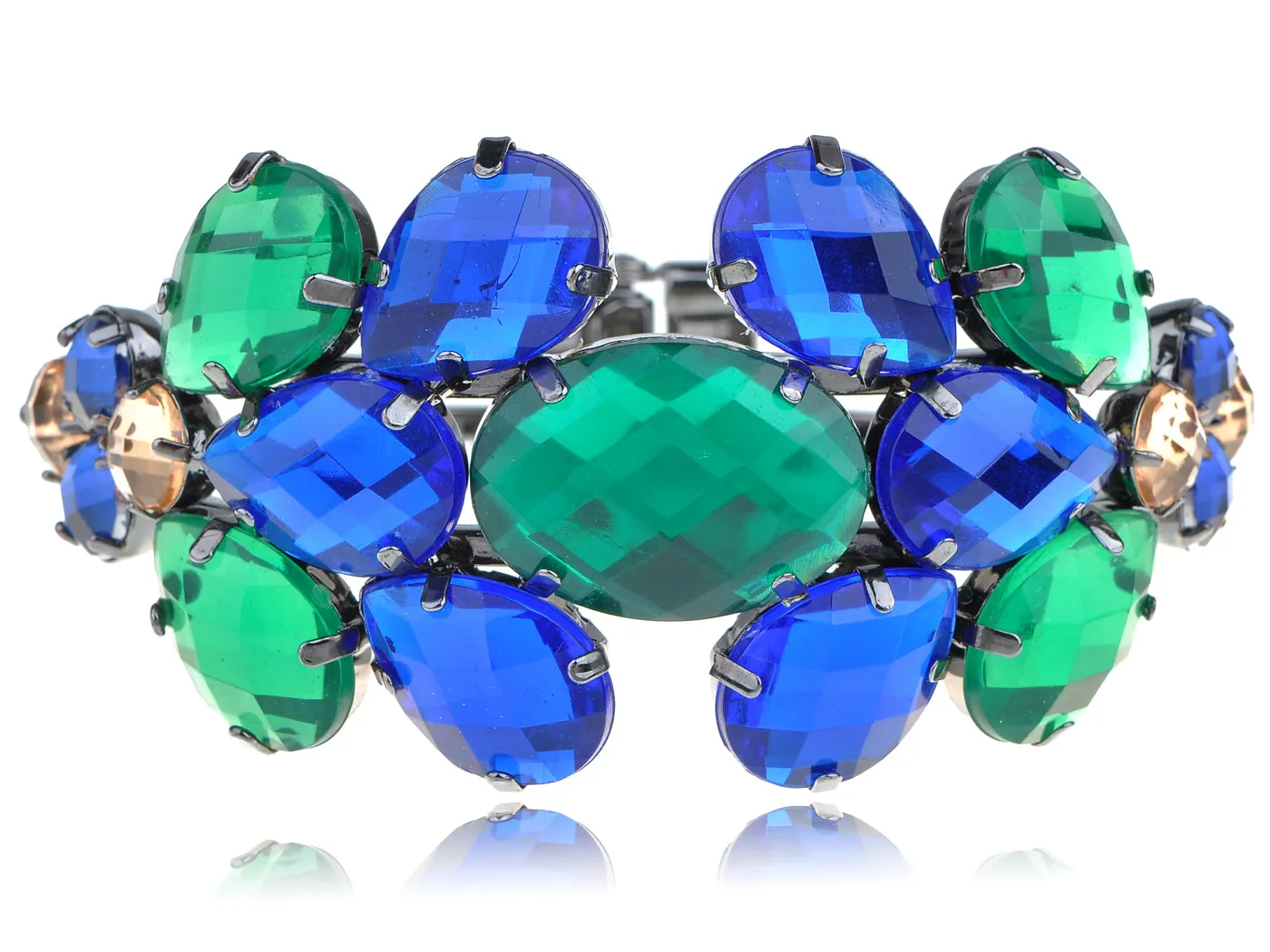 Statement Emerald Green Sapphire Blue Bracelet Bangle
