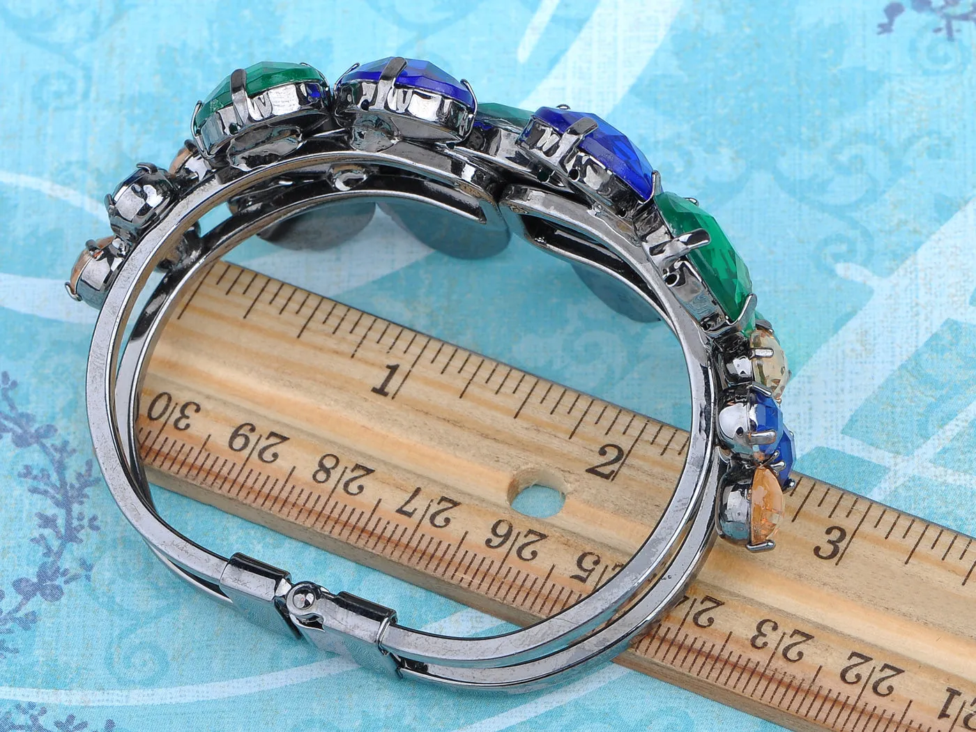 Statement Emerald Green Sapphire Blue Bracelet Bangle