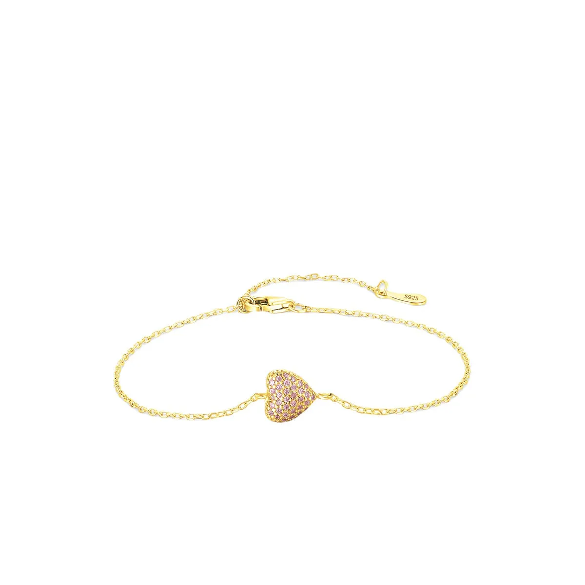 Sterling Silver Bracelet with Pink Zircons for Women