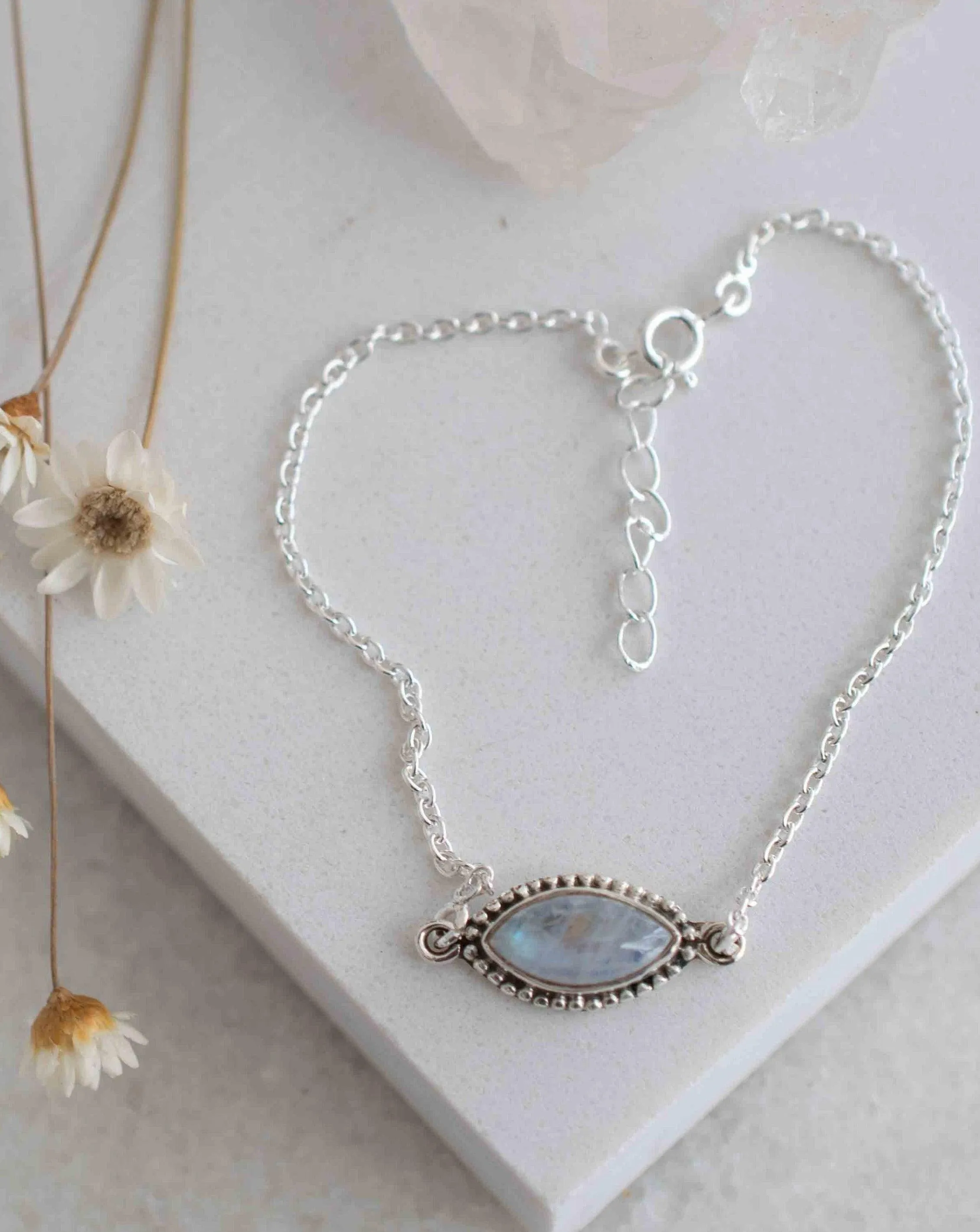 Turquoise, Labradorite, Larimar, Moonstone and Aqua Chalcedony Bracelet ~ Sterling Silver 925 ~ MB042